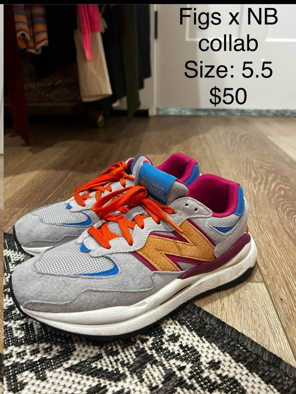 New Balance Kids Gray, Orange & Pink Sneaker